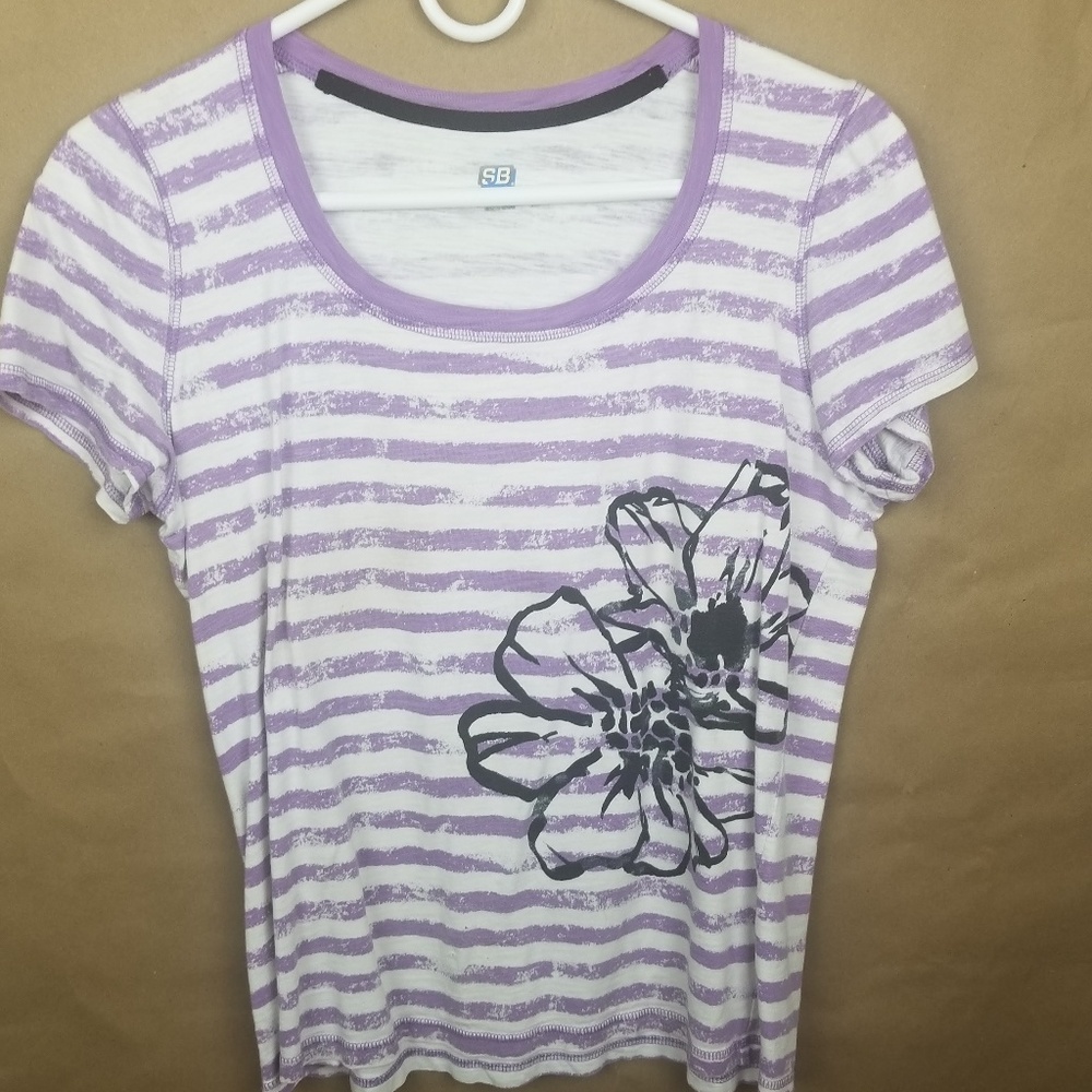 Purple/White SJB Active Short Sleeve Top SZ.M